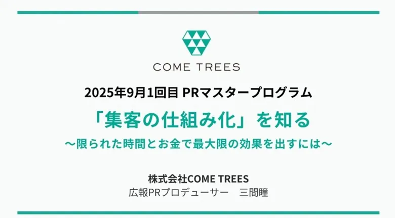 2025年9月1回目PRマスタープログラム「集客の仕組み化」を知る